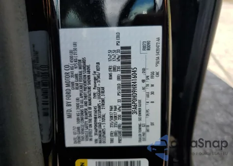 2017 Ford Fusion Se из США, поврежденный, VIN 3FA6P0HD9HR416045